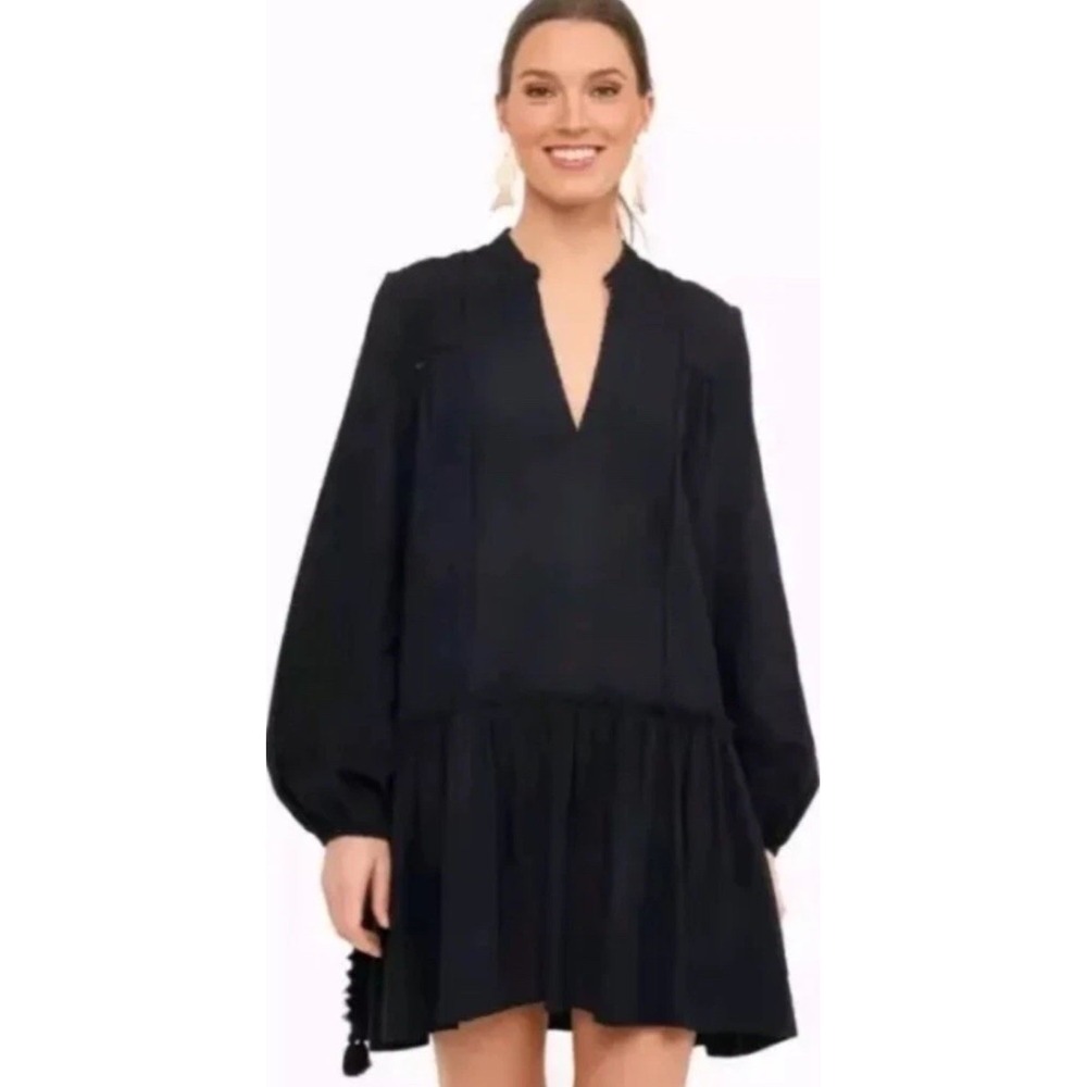 Tuckernuck Pomander Place Dress L Black Ophelia Boho Short Cotton